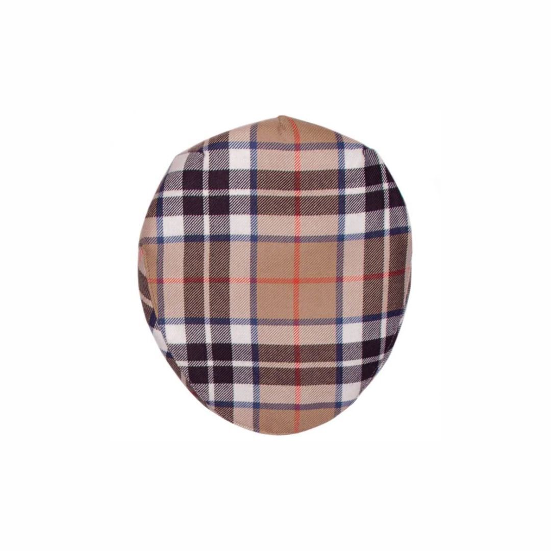 1LR1023-067 LOCHCARRON OF SCOTLAND Thomson Camel Tartan Barnton Flat Cap Beige #HCBRW/THC (P-EU-E)