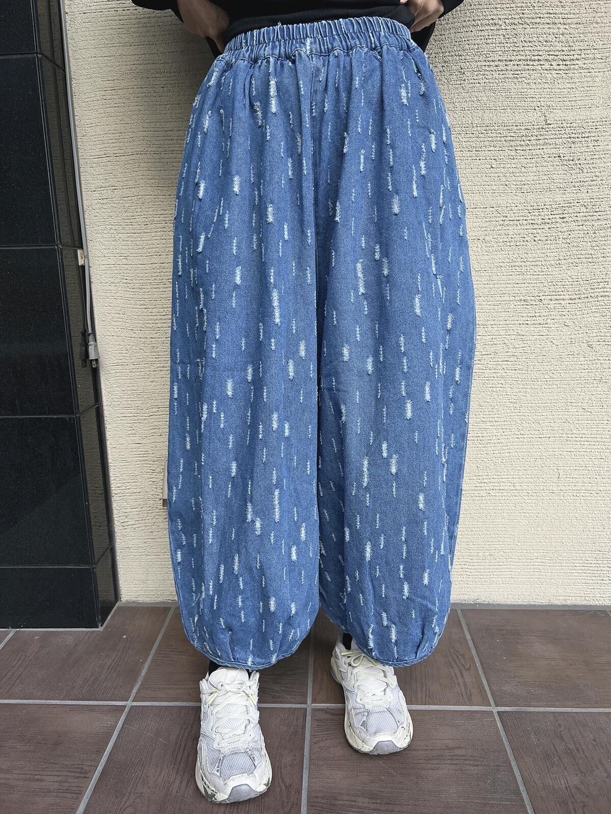 LN 提花牛仔寬褲 牛仔褲