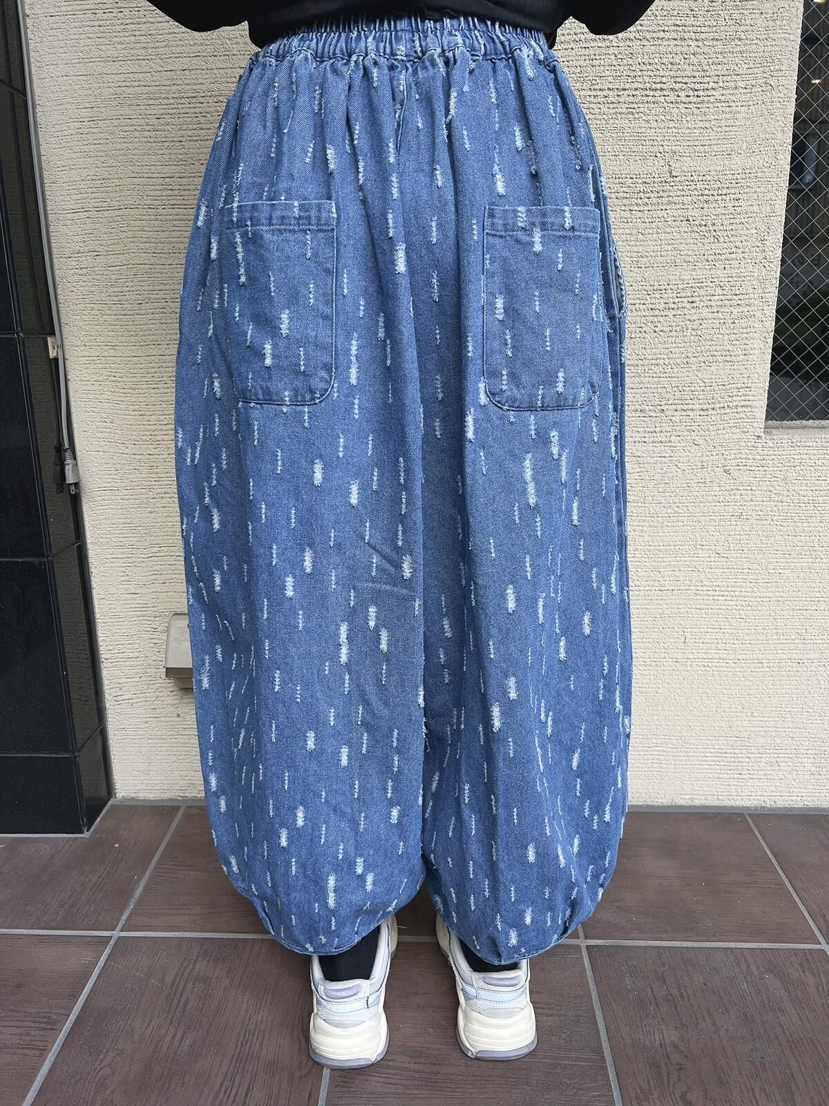 LN 提花牛仔寬褲 牛仔褲