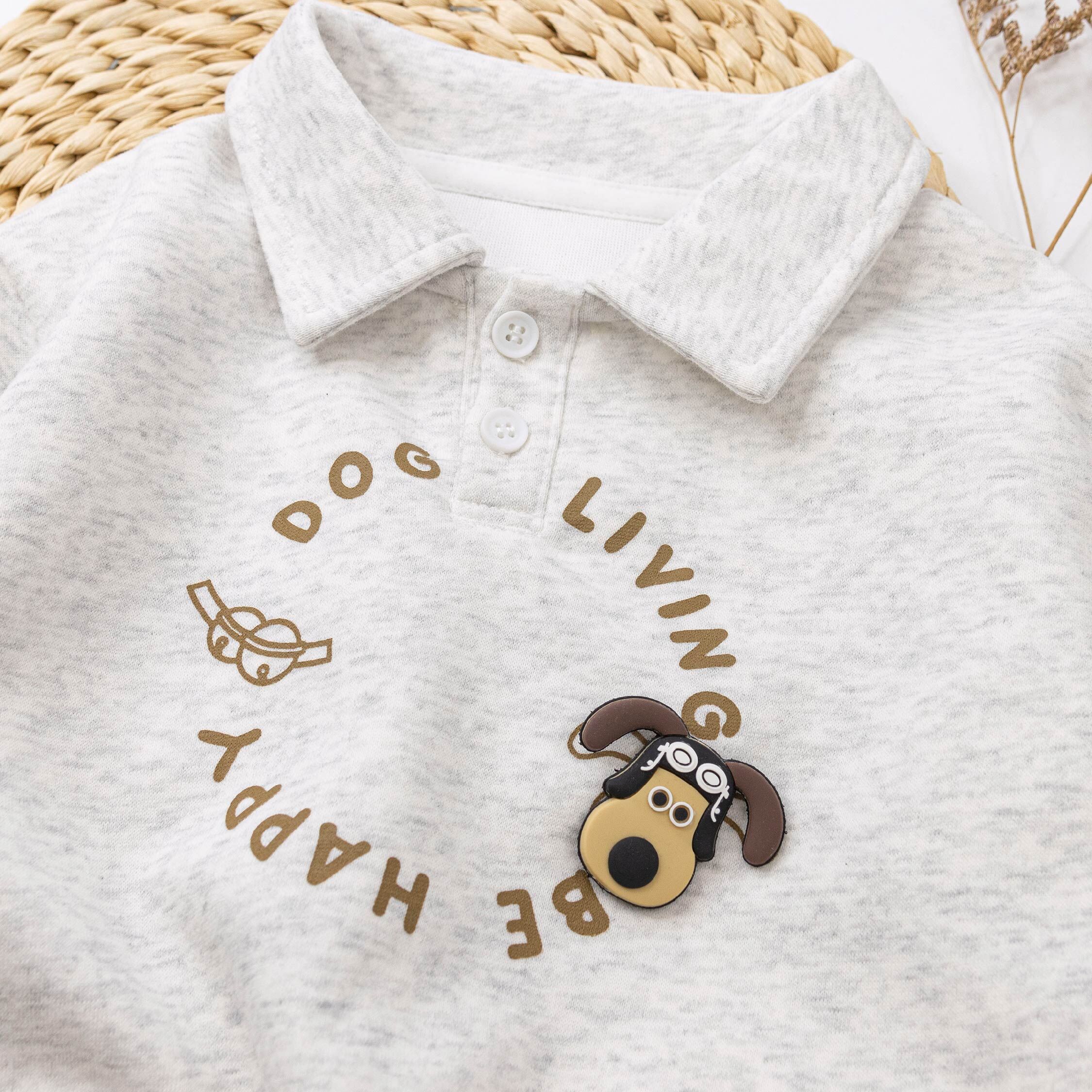 【H55151】飛行員狗狗翻領上衣＊二色