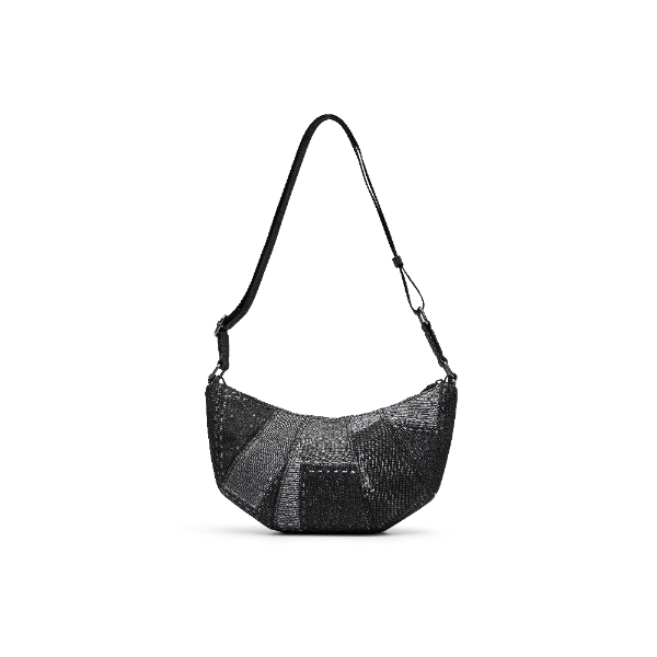 中性-RETRO SPORTS 拼接丹寧刺繡可頌包-黑色（U5CACPU09U1）