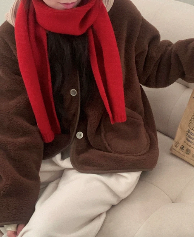 早秋預訂｜羊毛絨紐扣寬鬆連帽外套