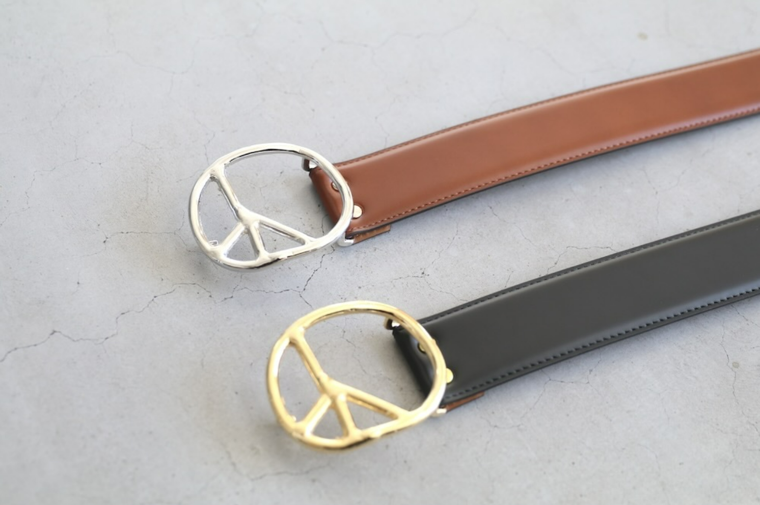 2025AW NEEDLES PEACE BUCKLE BELT STEER LTHR 牛皮 皮革 和平符號 皮帶 現貨 RW024B