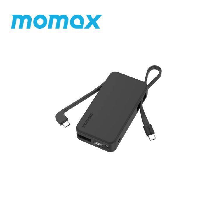 Momax 1-Power Vital+ 10000mAh 雙內建 USB-C 線流動電源 (黑)
