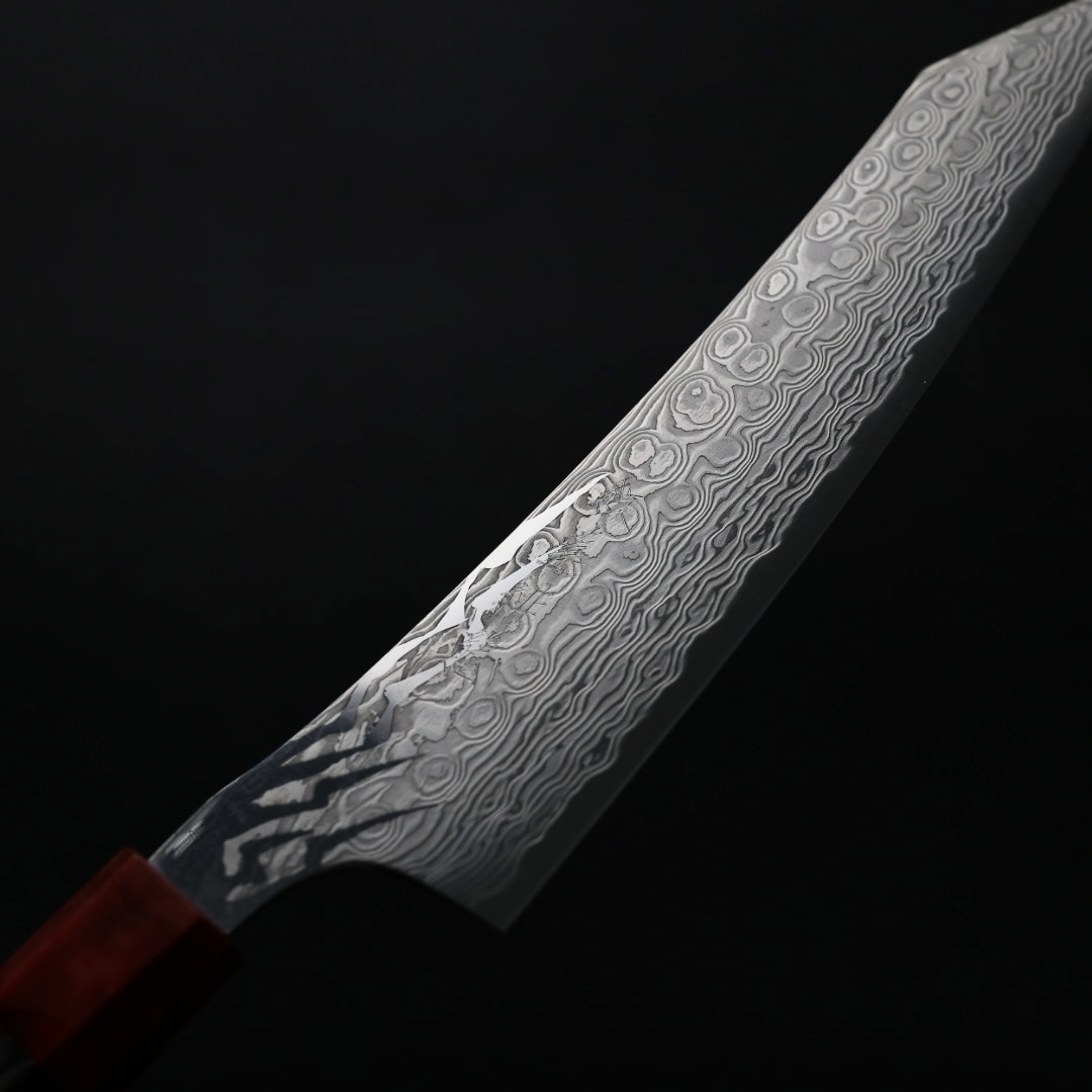 龍泉刃物紅蓮緋龍牛刀210mm SG Strix 63層鎳染大馬士革