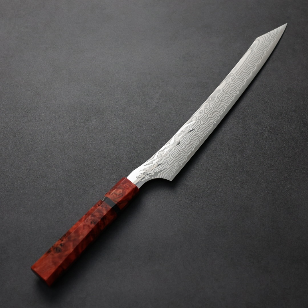 龍泉刃物 紅蓮緋龍 筋引 260mm SG Strix 63層鎳染大馬士革