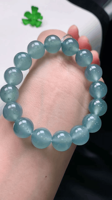 1015223 翡翠冰種藍水轉運珠手鏈 (12.8mm直徑)