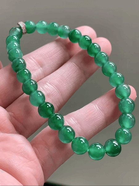 1015224 翡翠冰藍水飄翠手串 (6.5mm直徑)