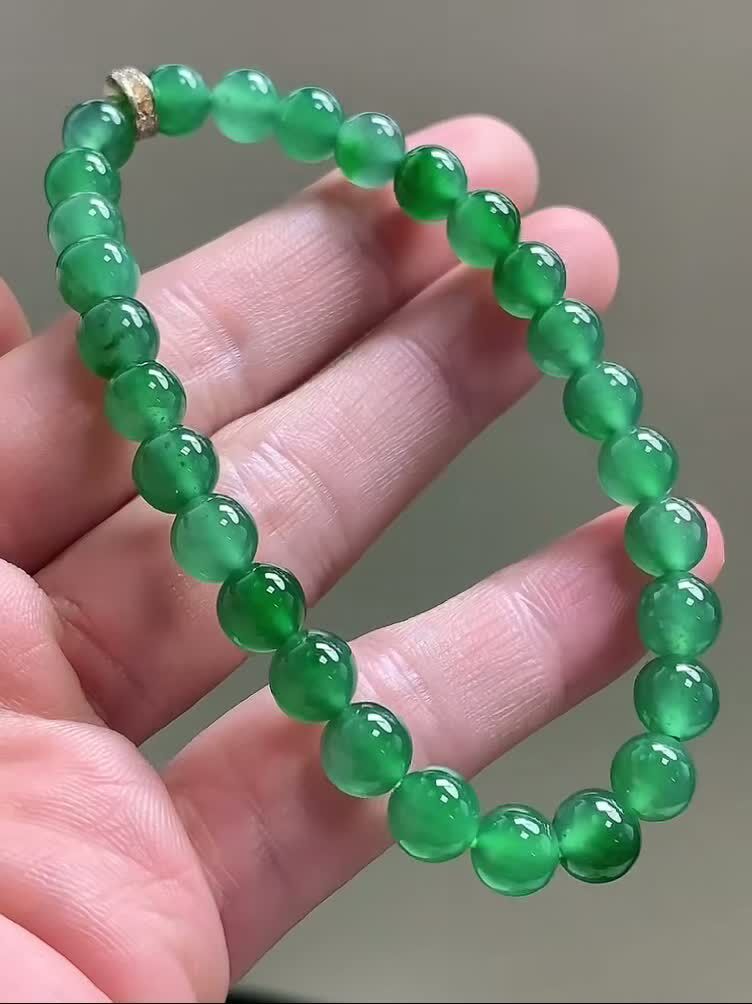 翡翠冰藍水飄翠手串 (6.5mm直徑),天然翡翠A玉, 緬甸玉, Jade, Jadeite