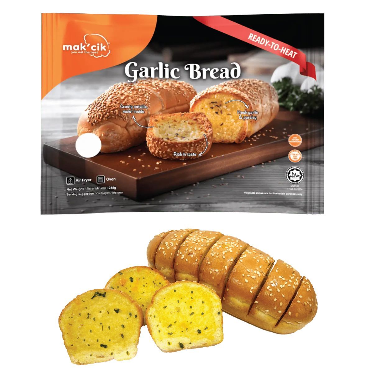 Mak’Cik Frozen Garlic Bread (/pack)