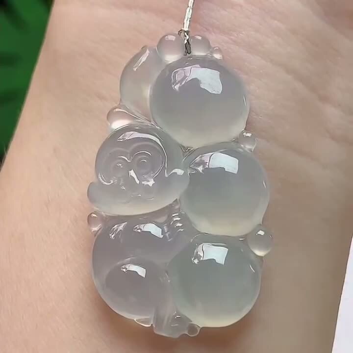 翡翠冰種生肖猴,天然翡翠A玉, 緬甸玉, Jade, Jadeite