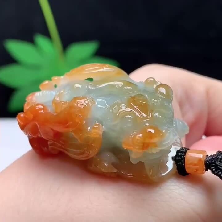翡翠紅翡飛天貔貅,天然翡翠A玉, 緬甸玉, Jade, Jadeite
