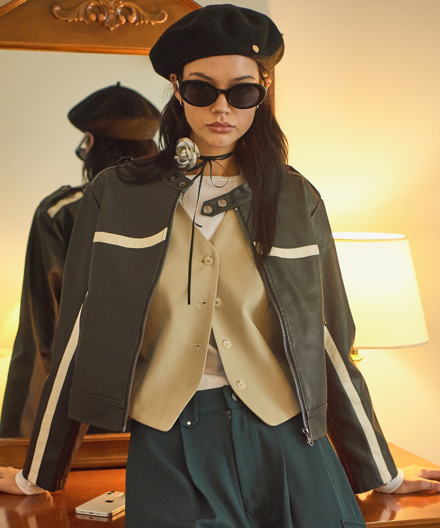 BITTER CELLS Line Leather Jacket