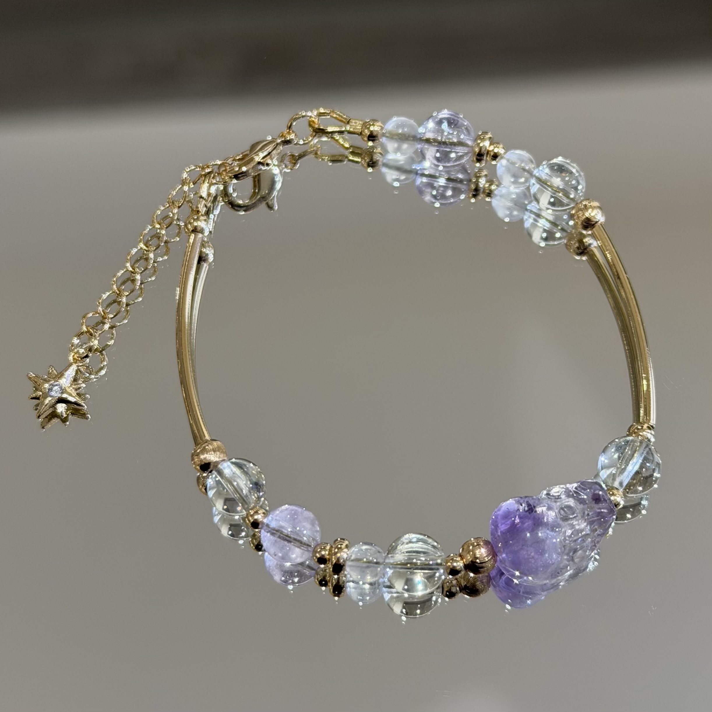 招財助事業 | 小福兔 | 半盆紫福兔《原附扣式：龍蝦扣》