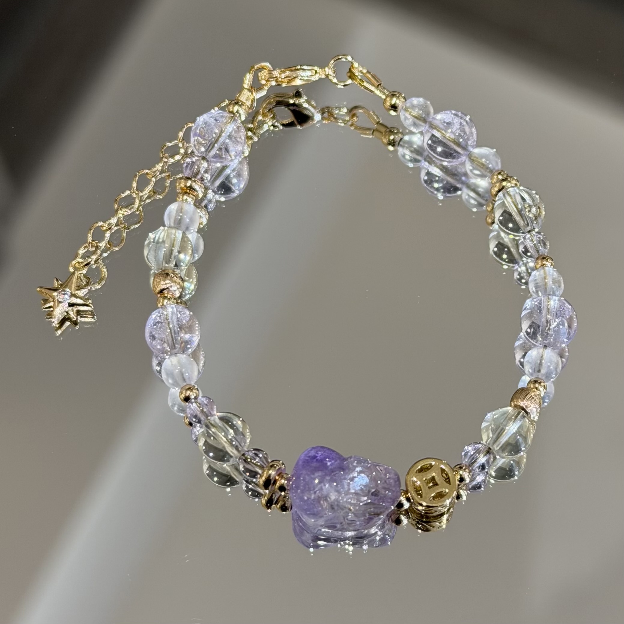 招財助事業 | 小福兔 | 半盆紫福兔《原附扣式：龍蝦扣》