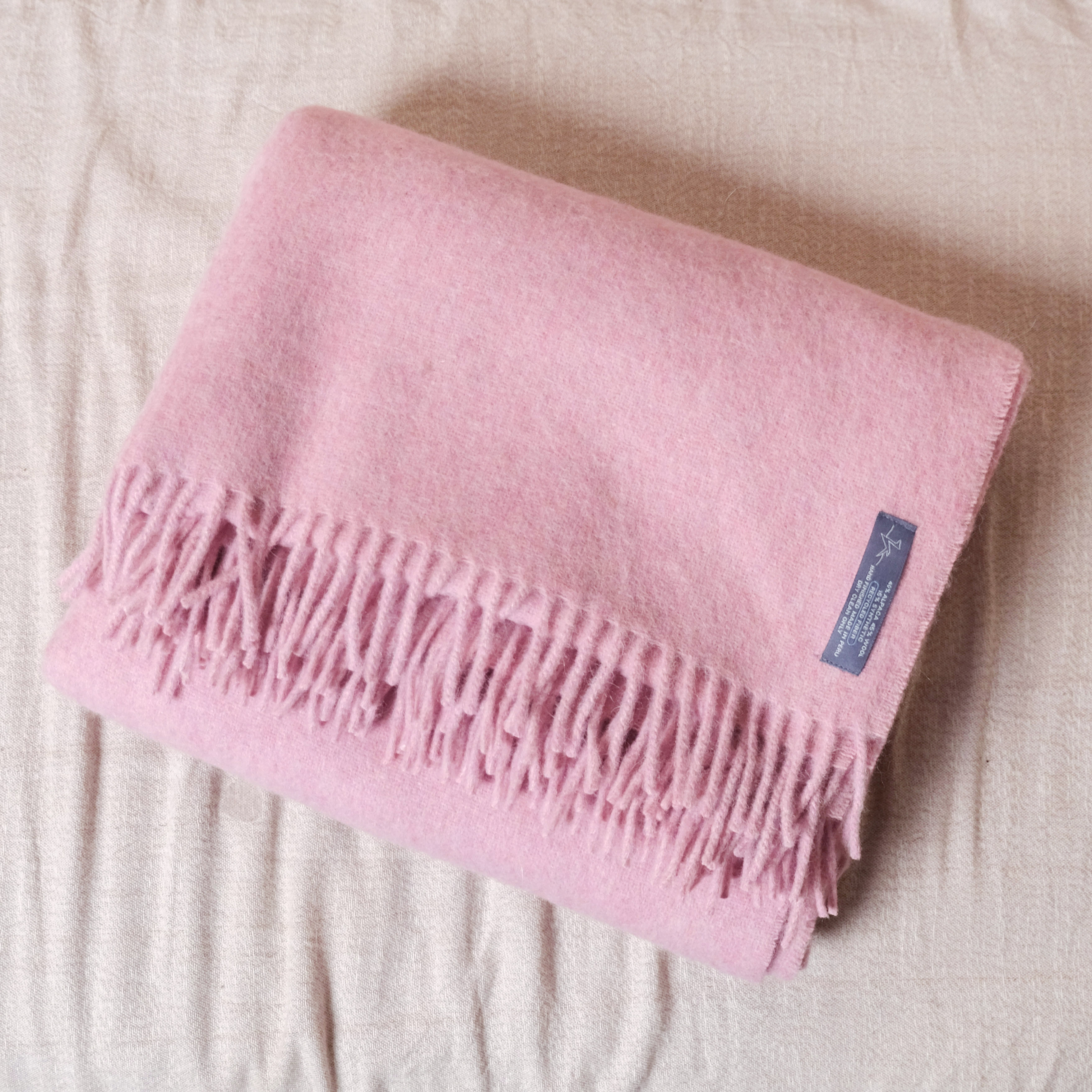 安地斯羊駝蓋毯｜霧粉紅｜秘魯