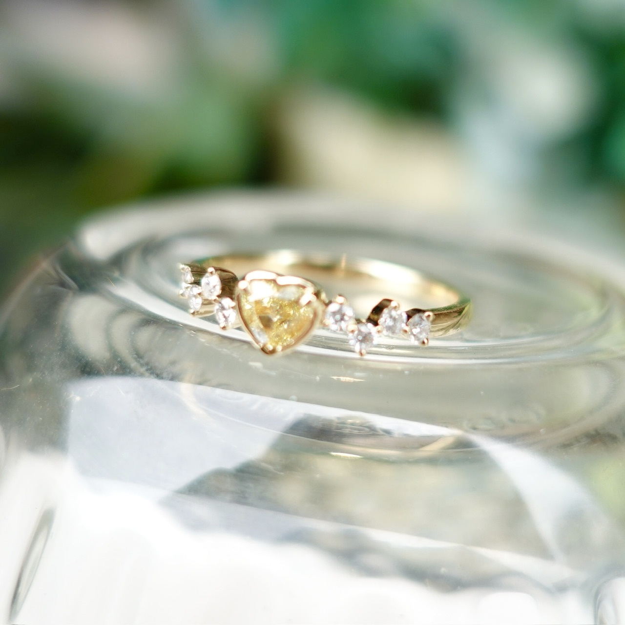 18K黃金彩黃鑽戒指 - 心形切
