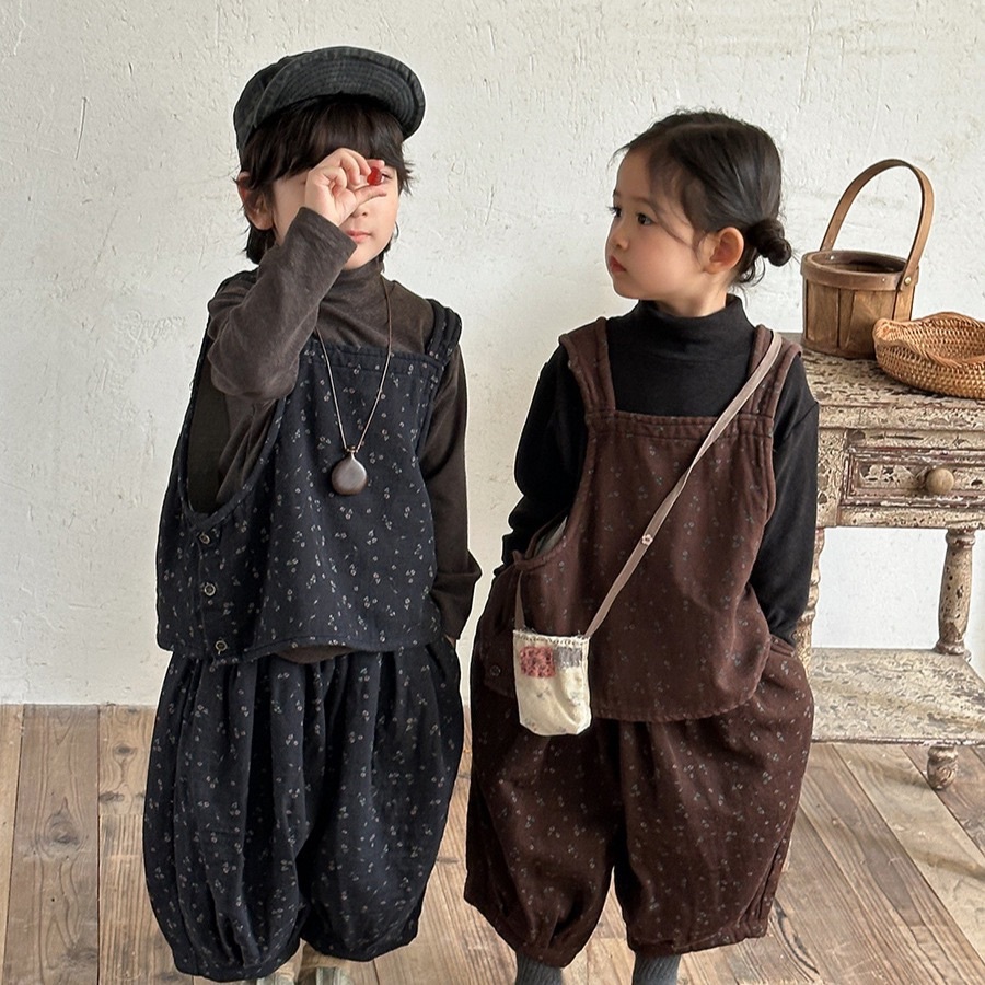 兄弟姐妹一起穿_碎花背心+燈籠褲