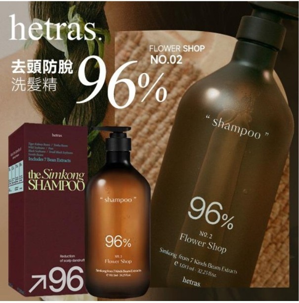 Hetras 96% 去頭皮屑防脫洗頭水/護髮素系列 1013ml（K9 PH246）