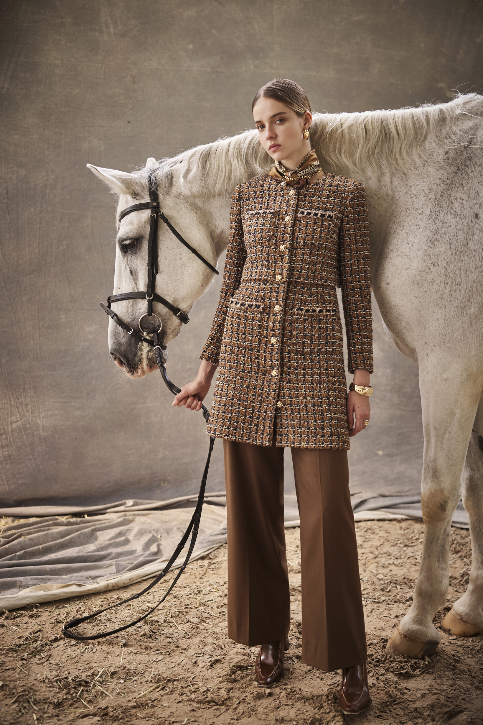 BE15020B1 秋色雅韻．琥珀流光高腰直筒寬褲