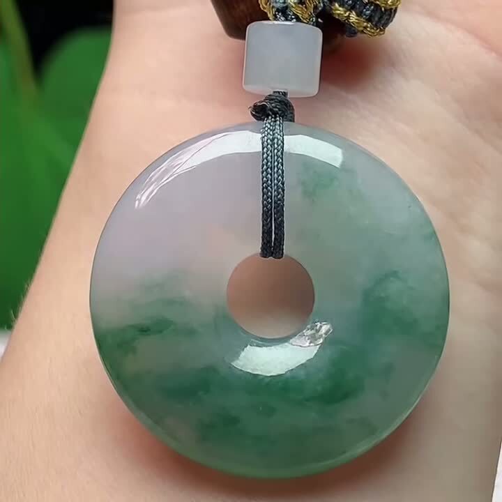 1015333 翡翠冰飄花平安扣 (32.1mm直徑)