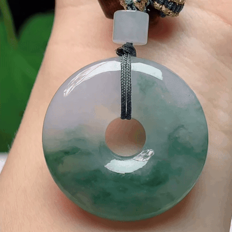 1015333 翡翠冰飄花平安扣 (32.1mm直徑)