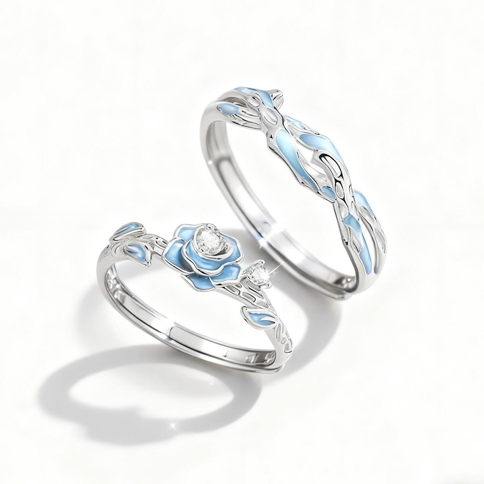 「藍玫藤語」夜光情侶戒指💍 ｜S925純銀｜免費刻字✒️ ｜夜光對戒✨