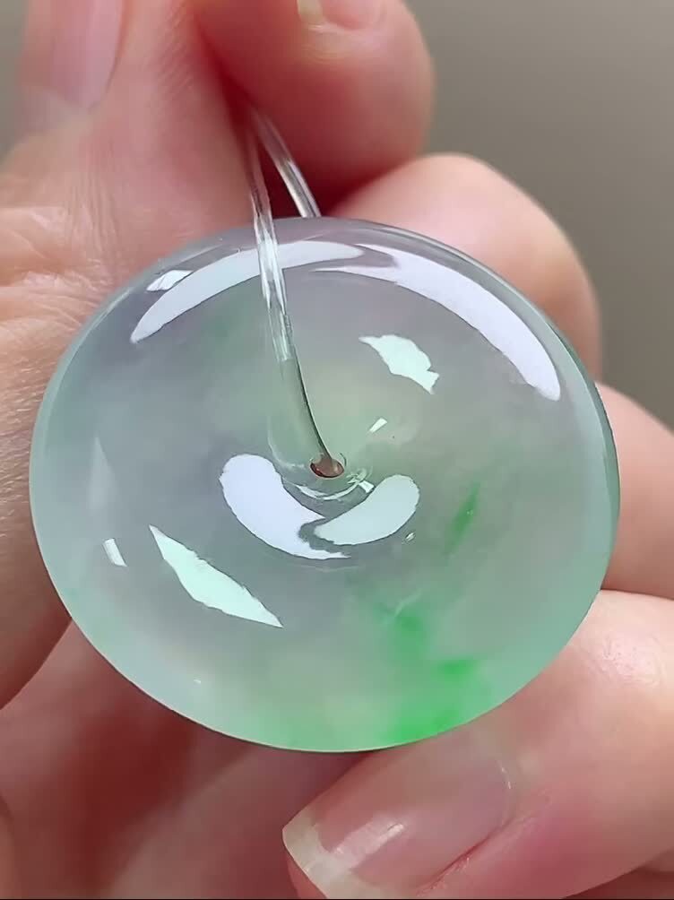 翡翠冰飄綠平安扣 (27.7mm直徑),天然翡翠A玉, 緬甸玉, Jade, Jadeite