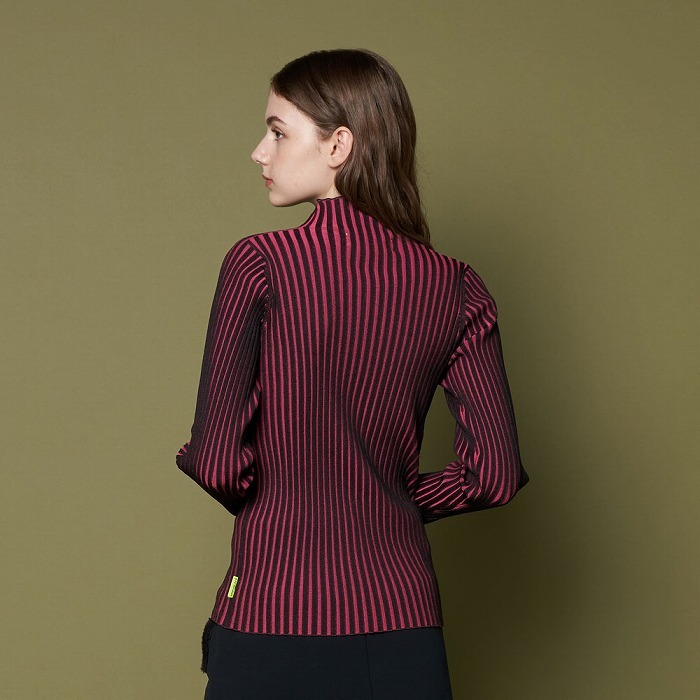 女士-雙色羅紋針織上衣