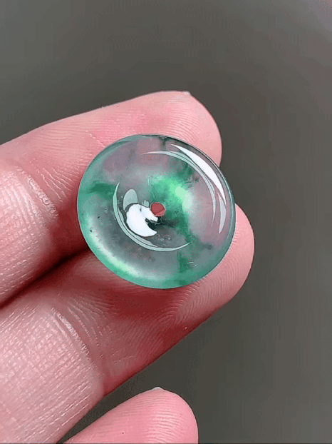 1015430 翡翠冰晴飄花平安扣 (15.2mm直徑)