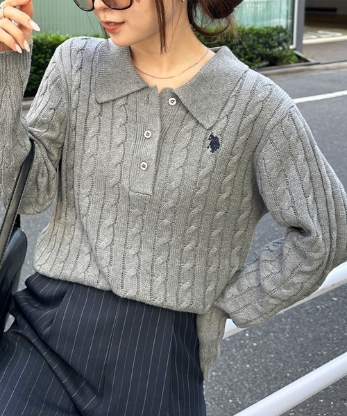 #🇯🇵日本新年折扣 25秋冬 RANAN × U.S. POLO ASSN 刺繡長袖麻花 針織Polo