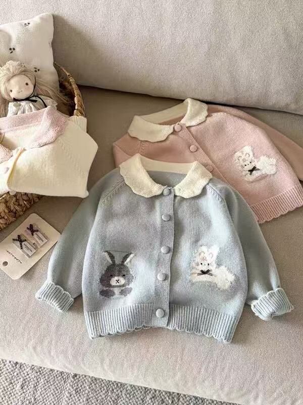 HCB10OW135PK   HANA COCO-兔兔好朋友公主粉領子針織外套