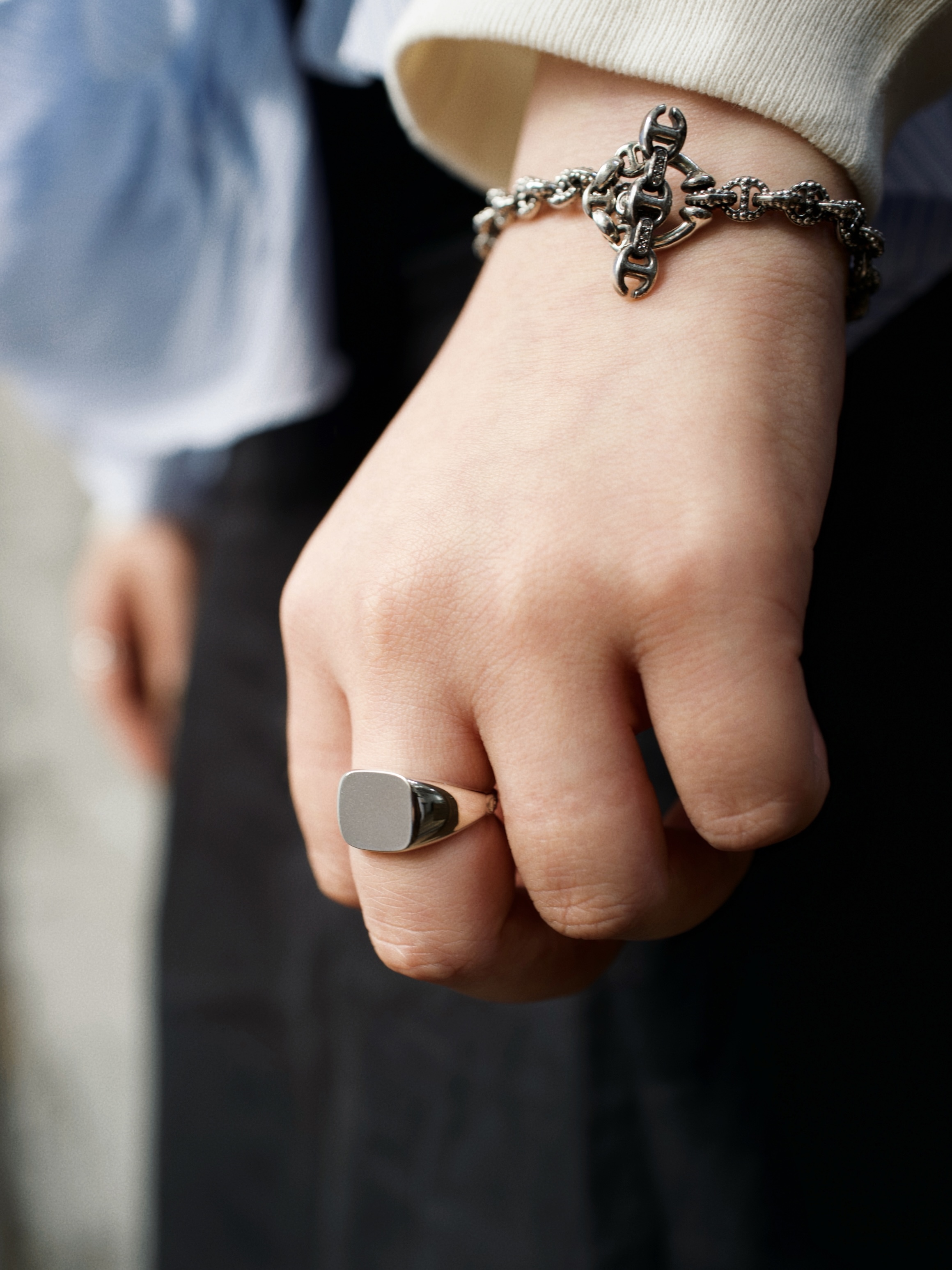 HB432 RECTANGLE SIGNET RING Sterling Silver Rectangle Signet Ring