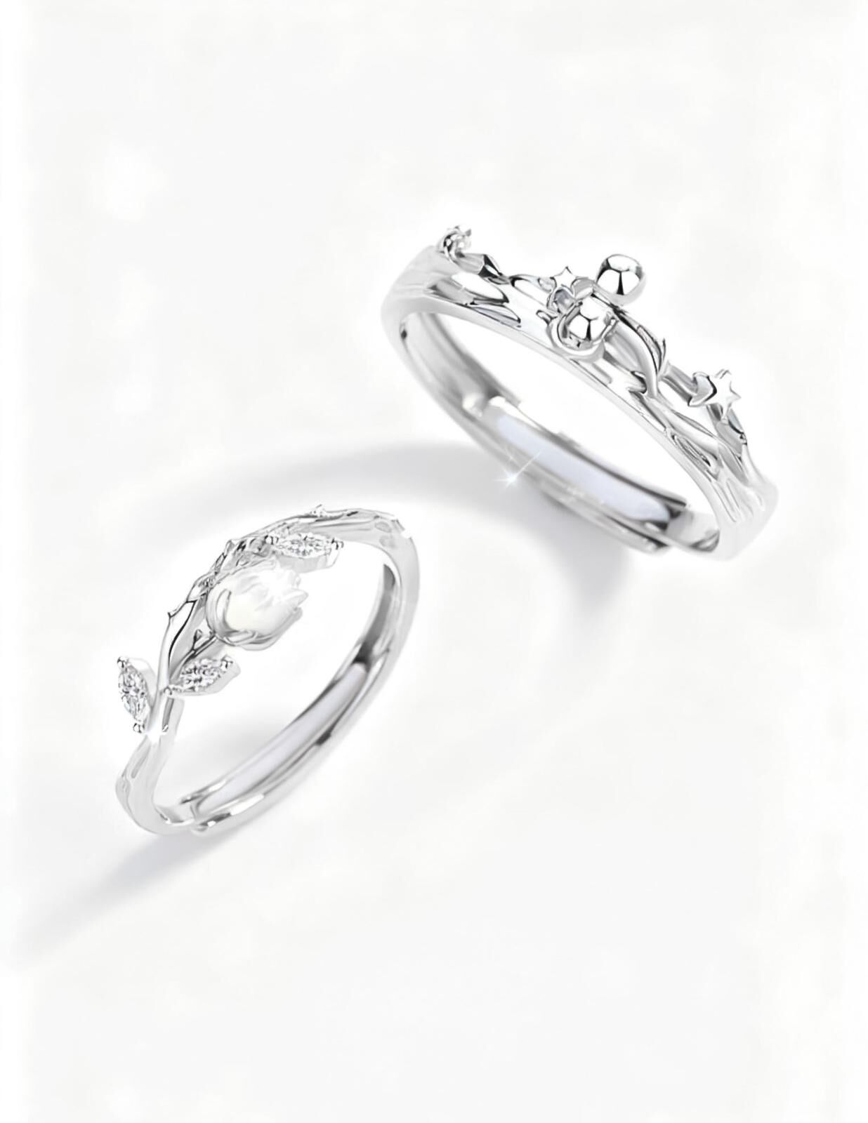 「小王子和玫瑰花2」情侶戒指 | S925純銀 | 免費刻字