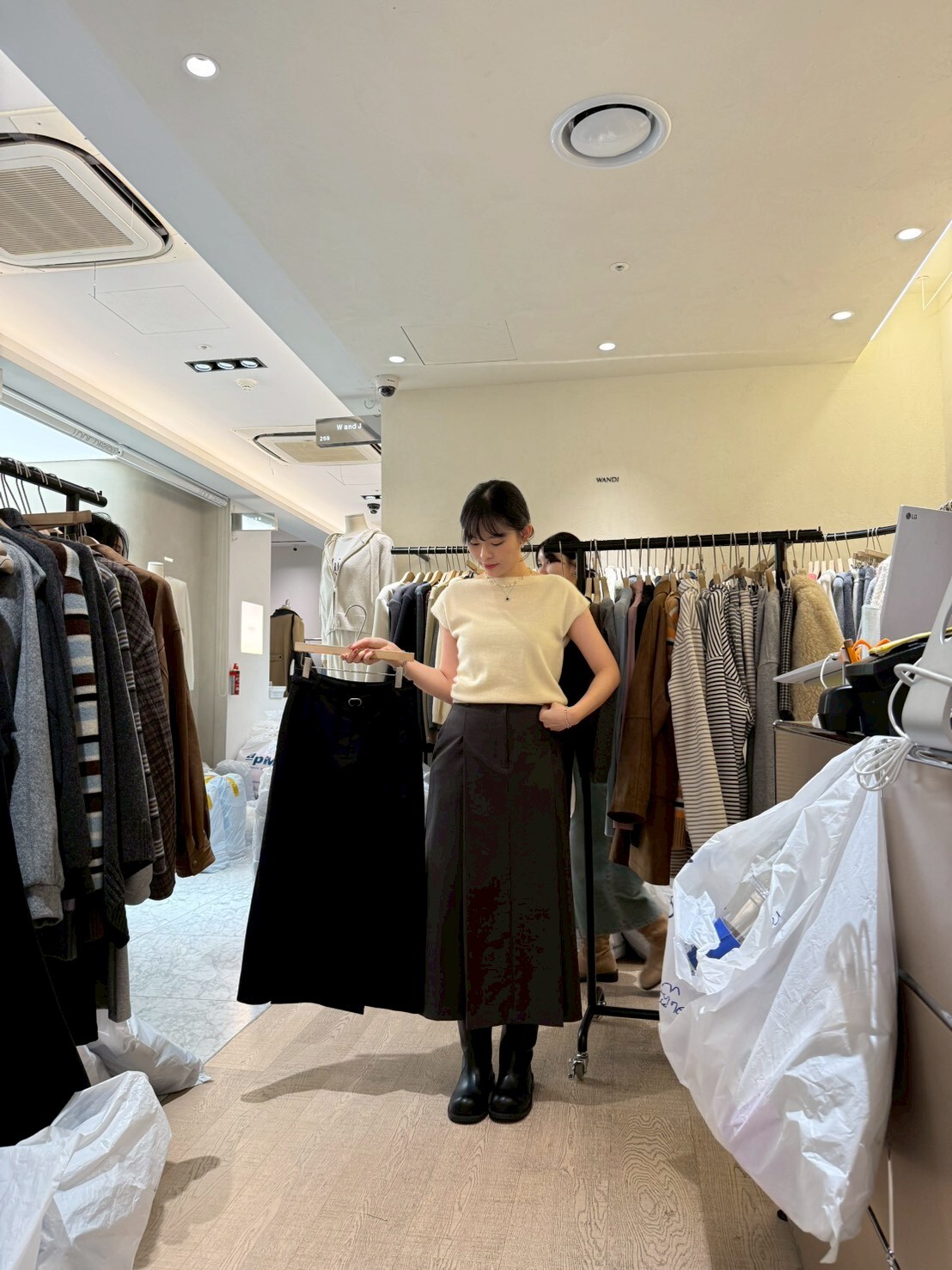 WJ5104 腰帶壓褶A字半身裙 (S/M)