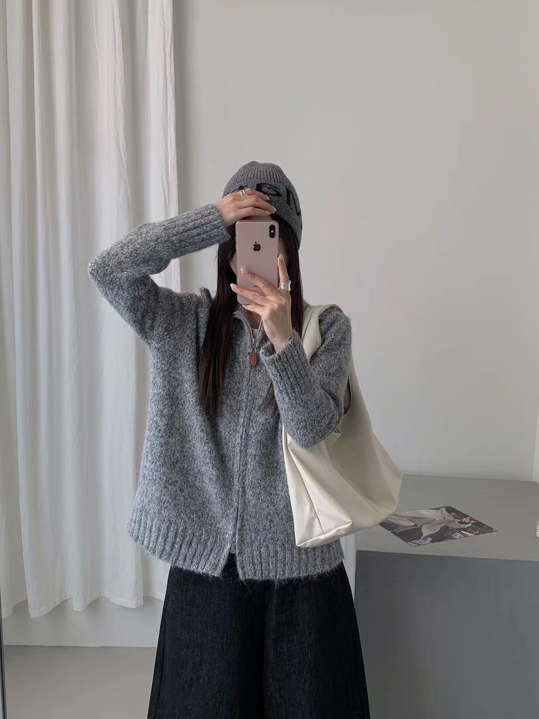 冬日必備 慵懶風厚針織拉鍊外套