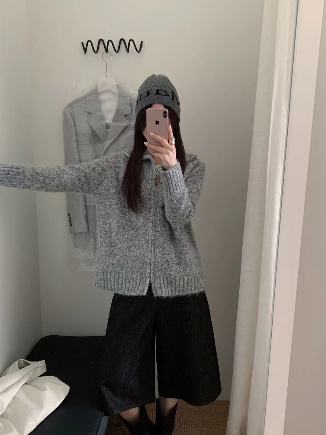 冬日必備 慵懶風厚針織拉鍊外套
