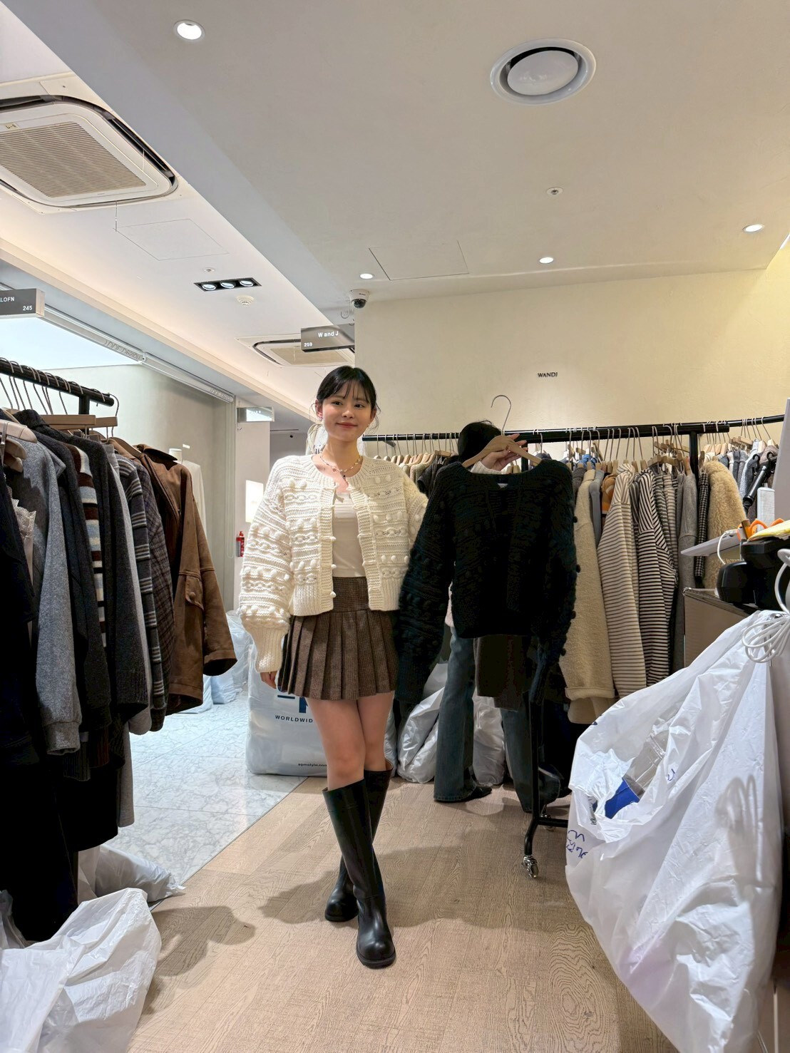 WJ5121 100%手工羊毛波波針織麻花外套