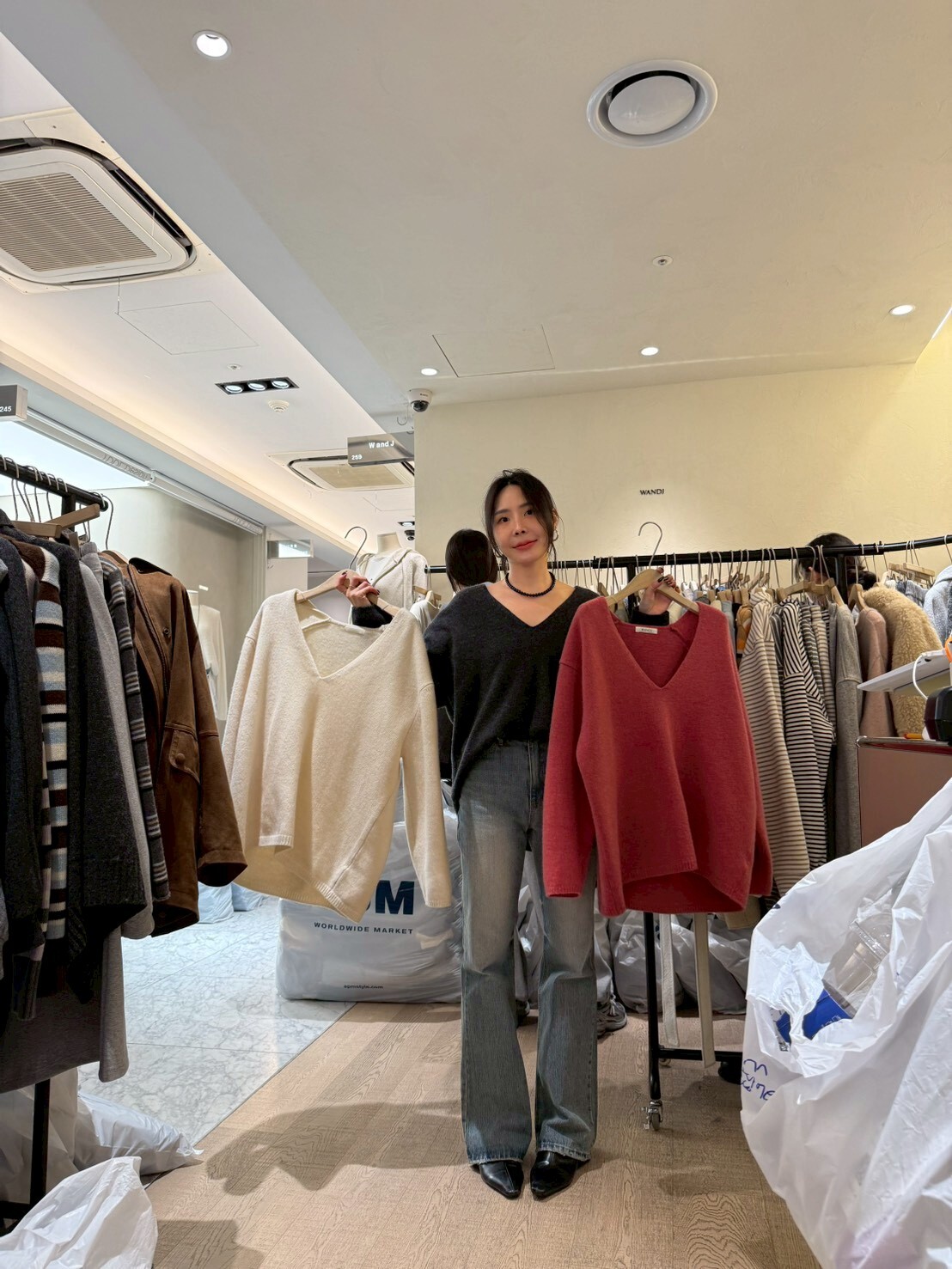 WJ5133 前短後長V領中長袖上衣