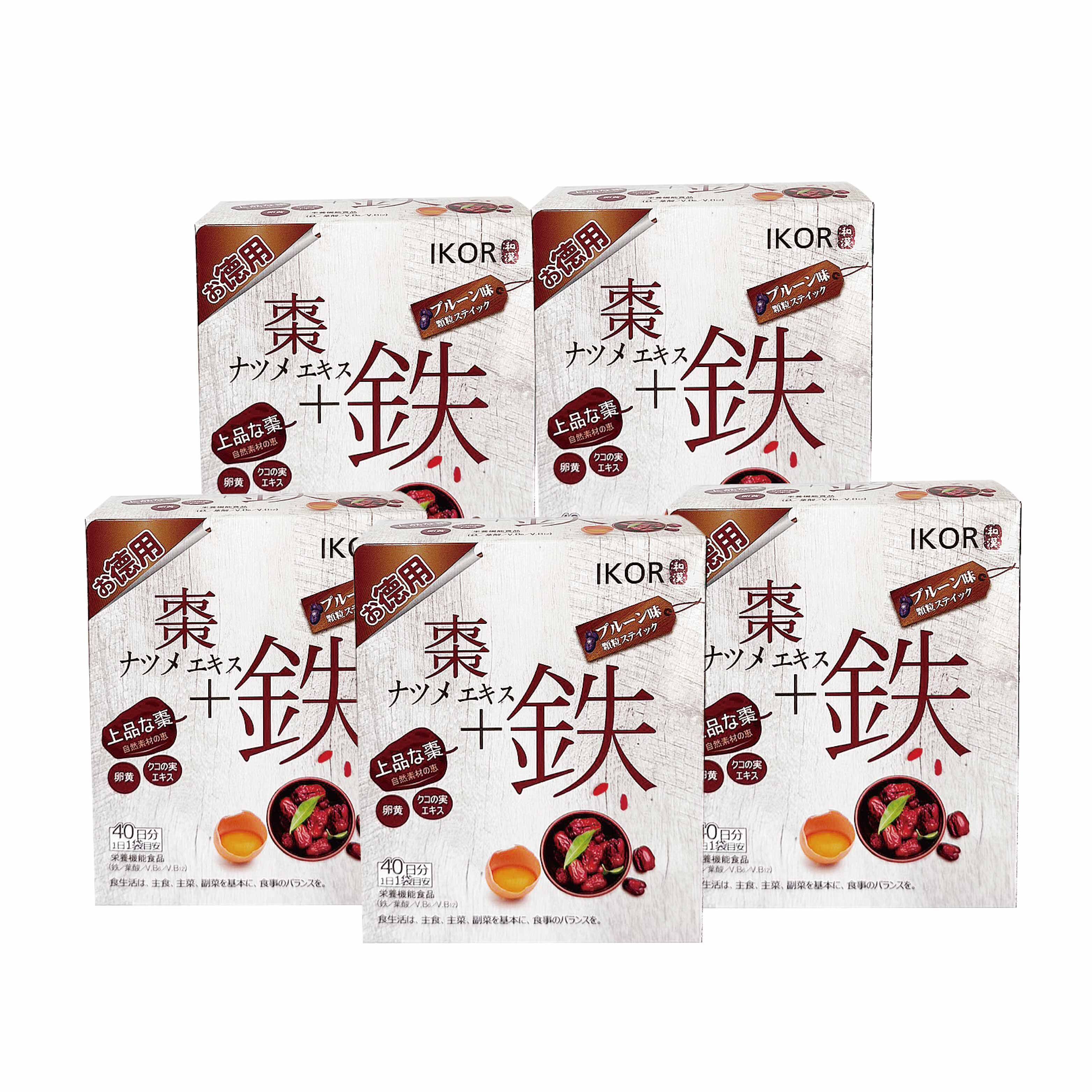 IKOR醫珂 和漢氣巡棗鐵顆粒食品40包/盒【5盒組】加贈30包+肌光雙V面膜3片