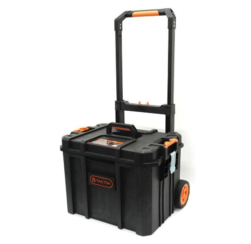 "TACTIX" 拉車型黑色膠工具箱(新扣)