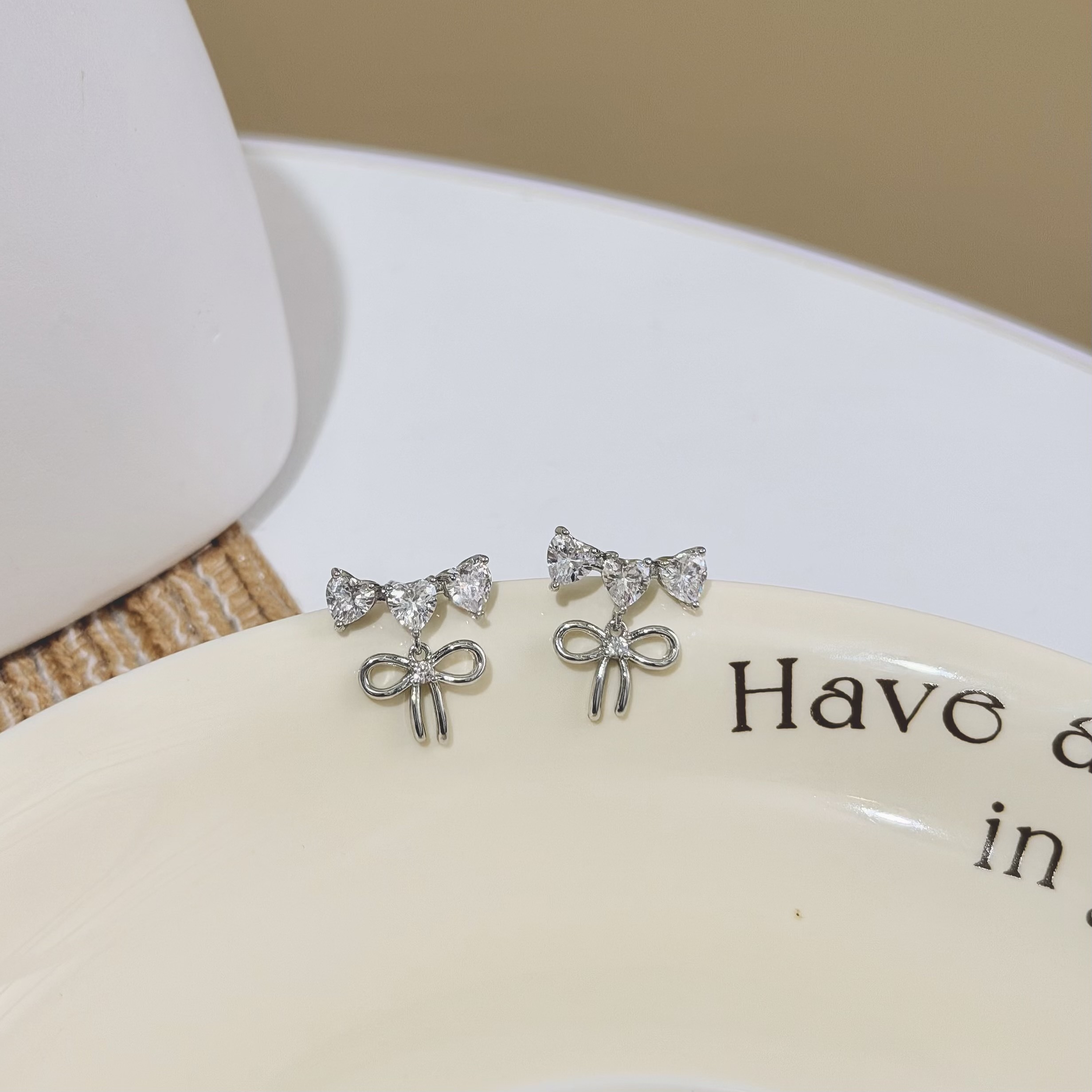 C194排鑽愛心蝴蝶結垂吊