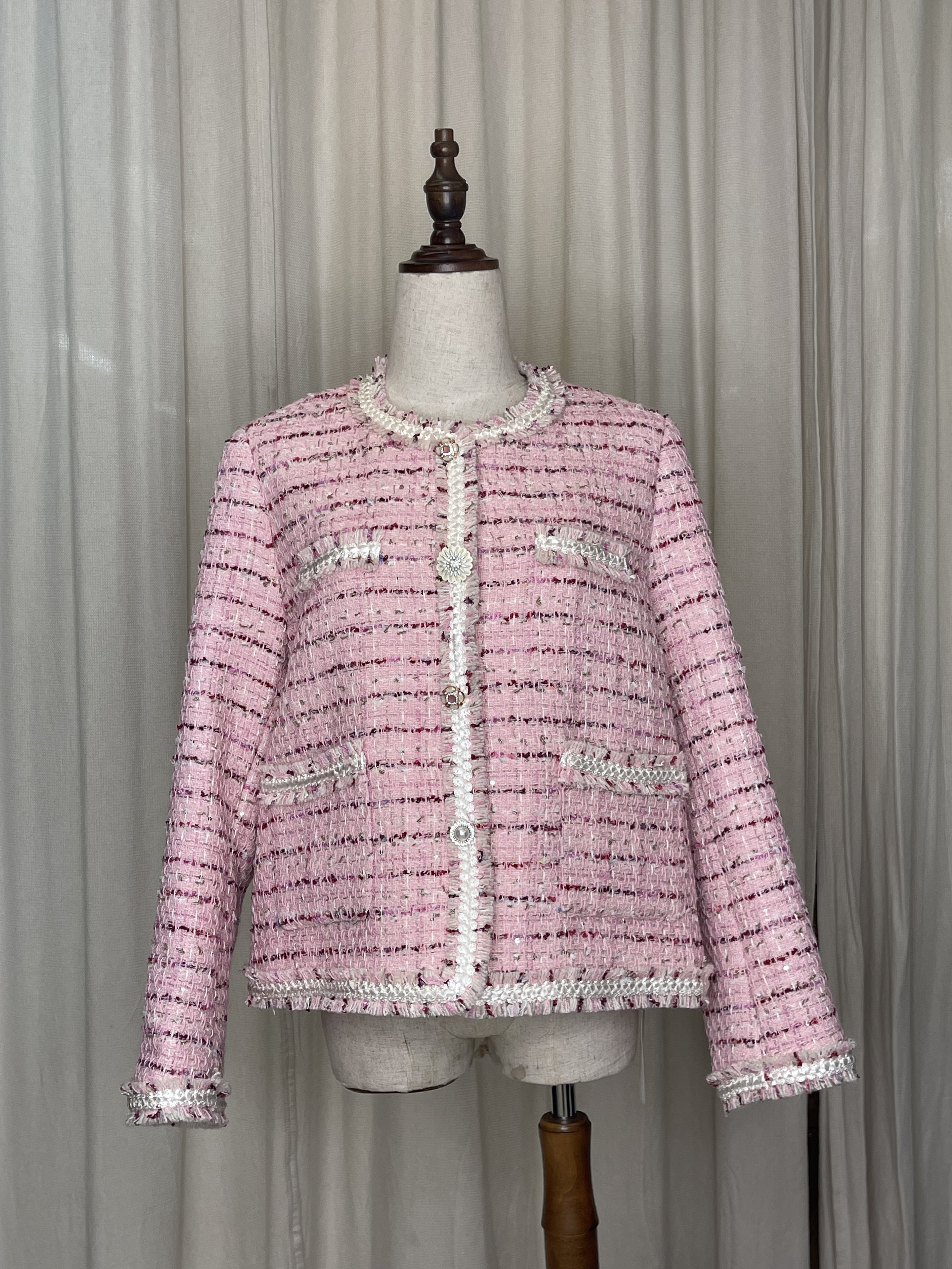 GGH/G/F/GN/B 粉紅色混紅Tweed料外套