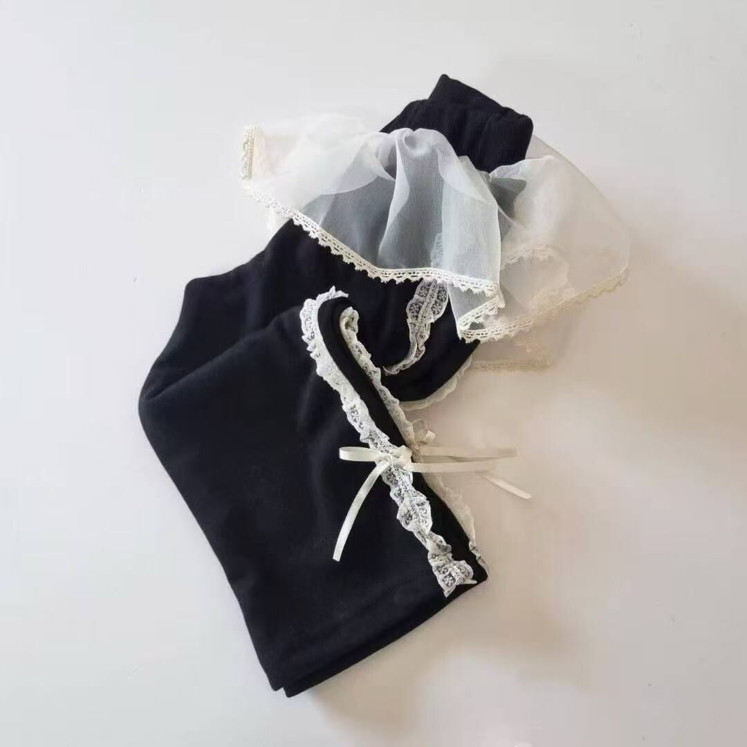 HBB10B004BK HUG BEBE-黑色網紗花邊休閒褲