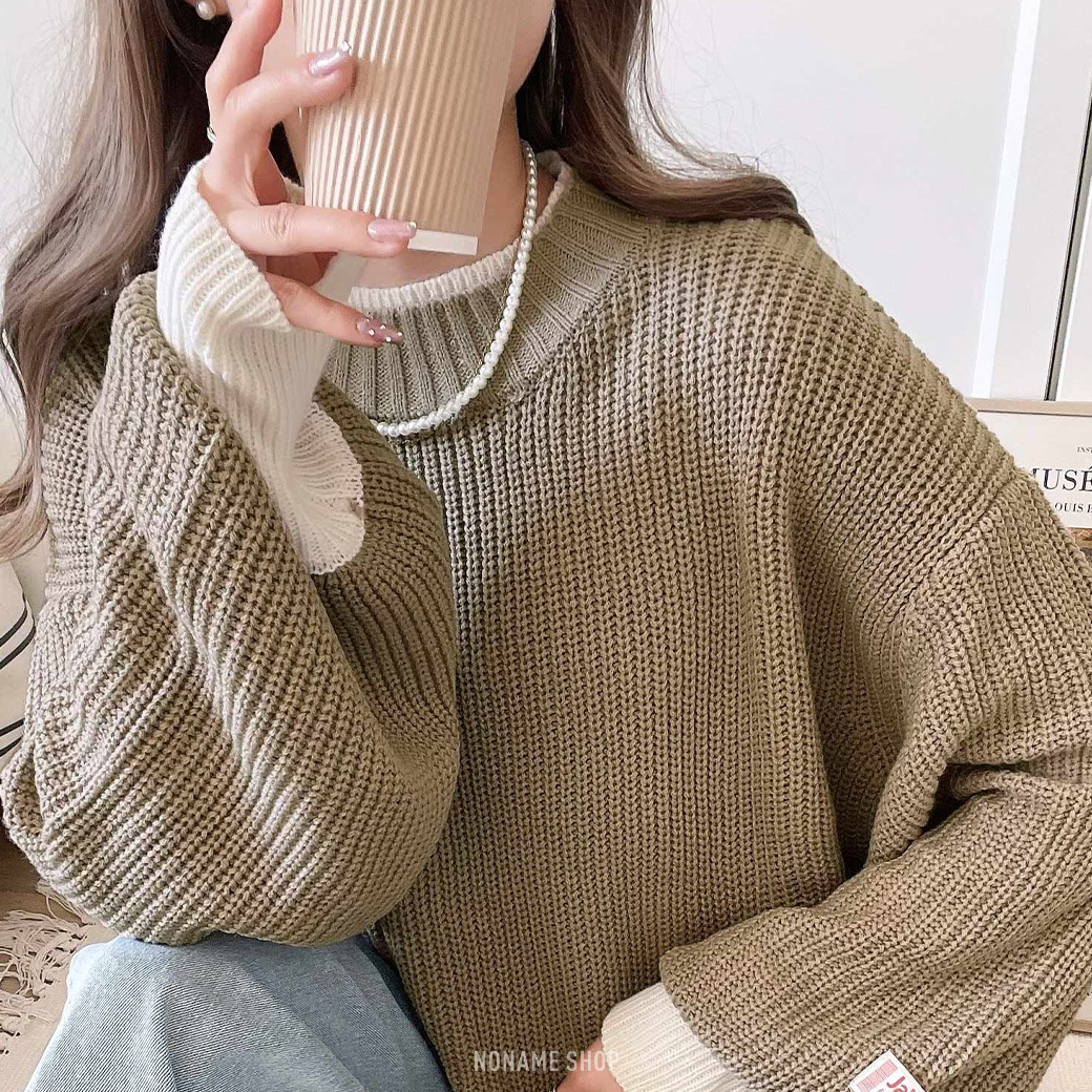 JAVA Collaboration 日本品牌限定 針織 撞色 寬鬆 毛衣 保暖 五色 (女款)