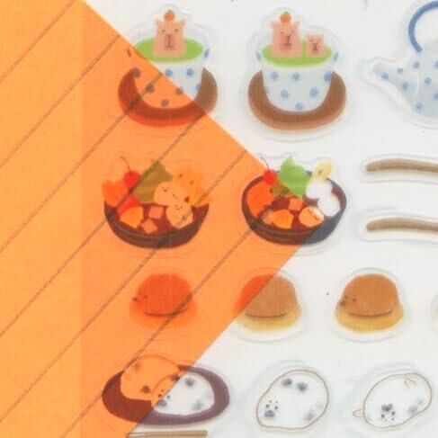 變身和菓子 海豹與日式甜點 透明貼紙｜古川紙工 日本