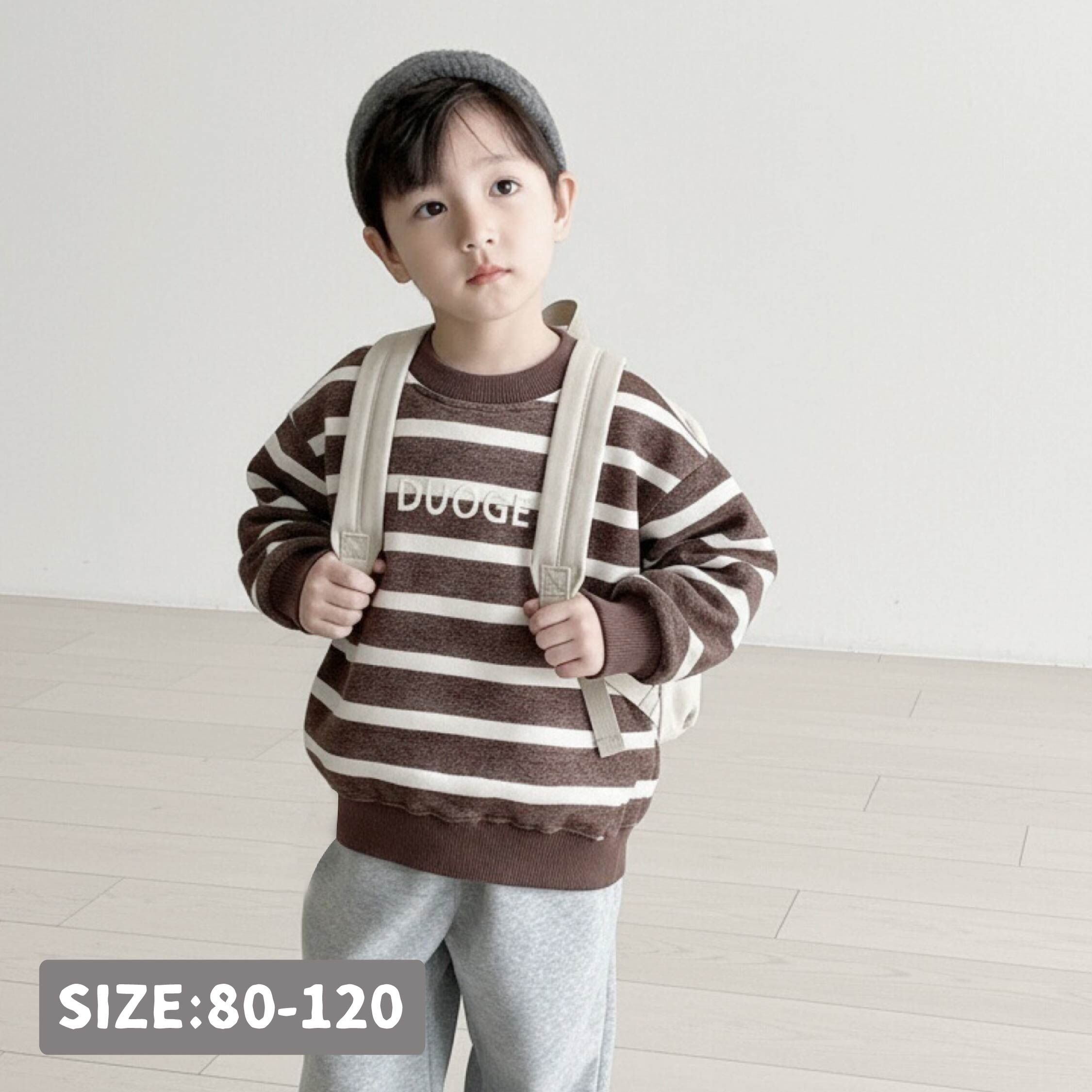 【H55609】經典條紋斑駁英字上衣＊二色