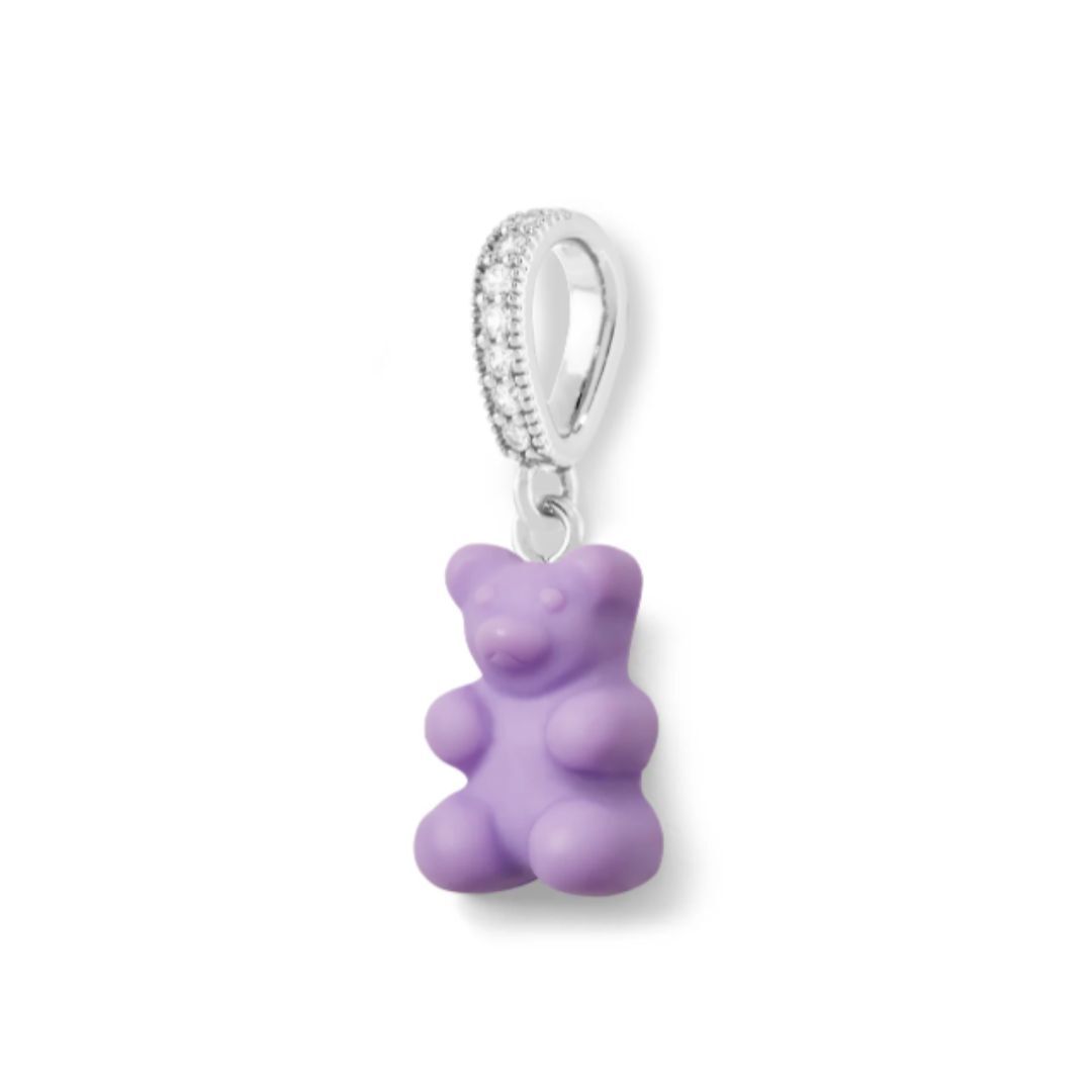 1CZ1024-055 CRYSTAL HAZE Nostalgia Bear - Pave Connector - Silver Plated (A-EU-E)
