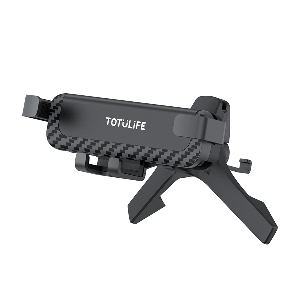 TOTU LiFE 碳纖維紋出風口導航手機支架 重力伸縮夾緊 三角架鉤 Gravity系列
