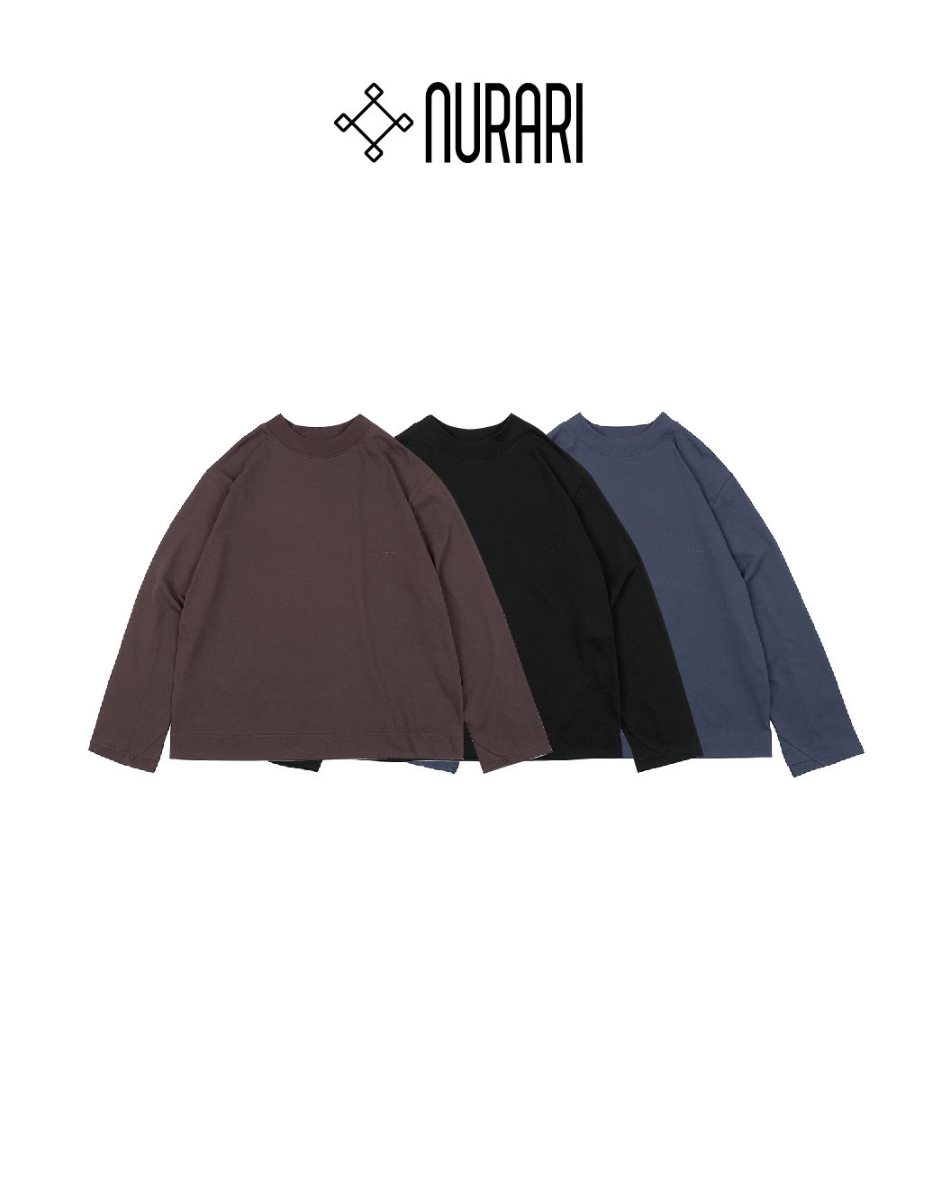 Nurari 薄長T 長袖 黑/深咖啡/深灰藍 25 A/W Civ. staple long sleeves